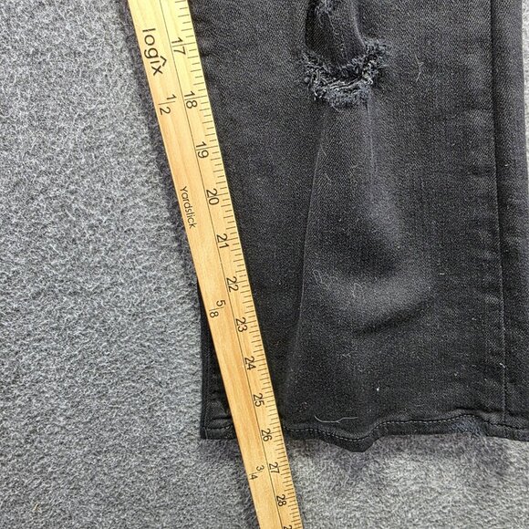 7 For All Mankind Jeans Womens 27 Black High Waist Slim Kick Distressed Ripped - Picture 10 of 12